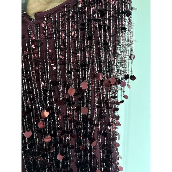 NWT Liv Foster Beaded Scoopneck Mini Dress in Blackened Red, 4 - Picture 6 of 9